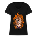 Fired Up Klassinen naisten t-paita v-pääntiellä - musta