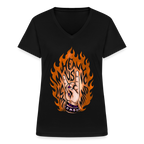 Fired Up Klassinen naisten t-paita v-pääntiellä - musta