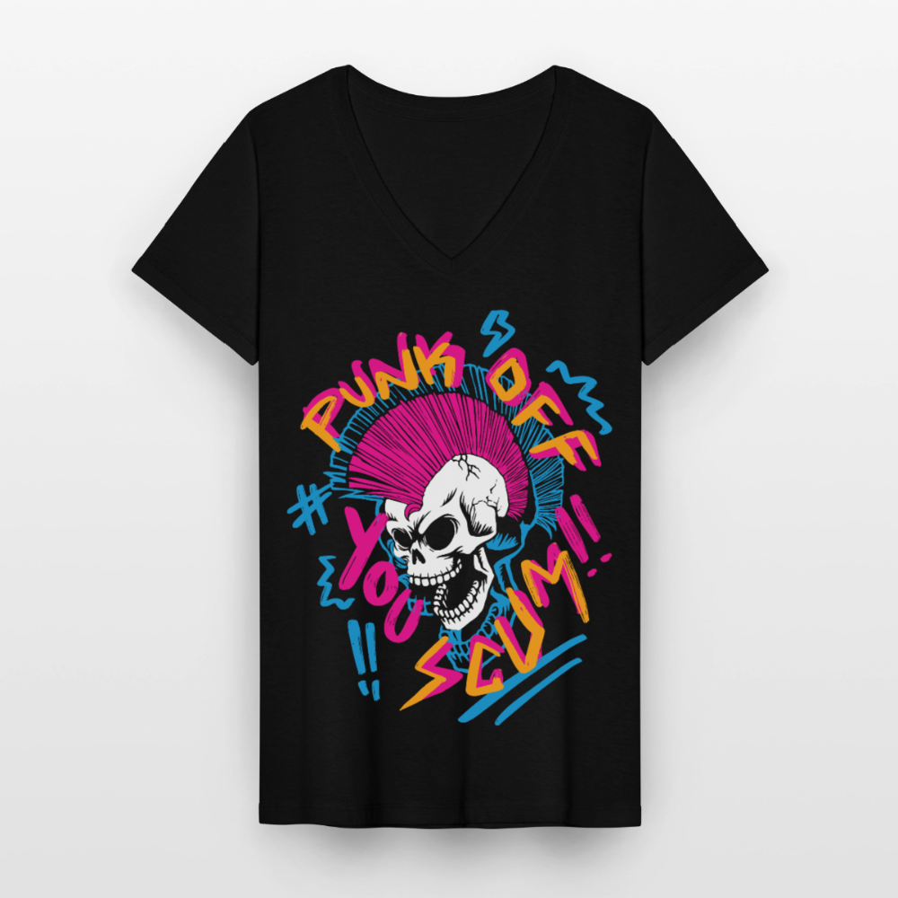 Punk off - Naisten v-aukkoinen t-paita - musta